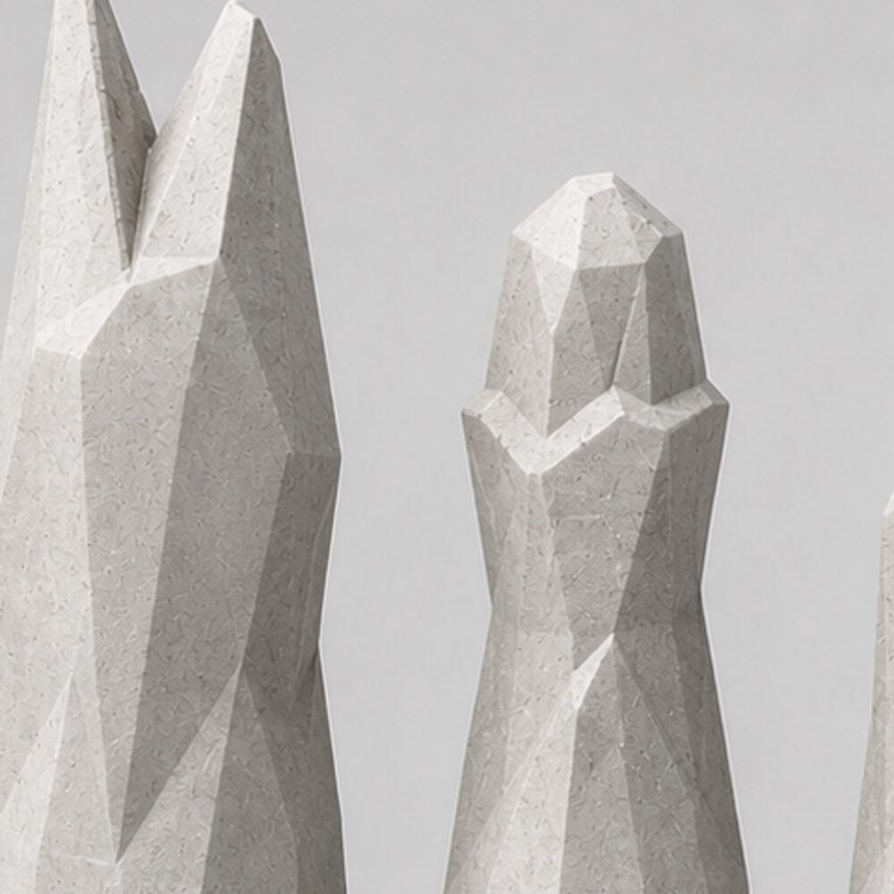 Faceted ceramic surface, detail
